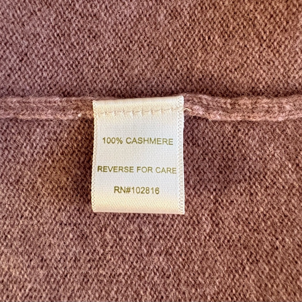 Garnet Hill Cashmere Mauve Lavender Tie Front Cardigan Sweater - Picture 9 of 11